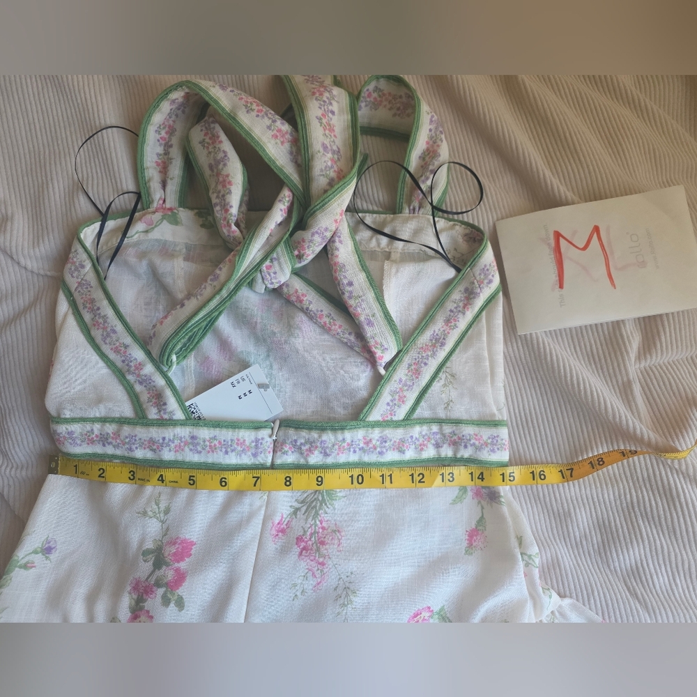 H&M Lovely Long FLORAL Back Tie-detail Midi Dress Floral Cream Floral BNWT - Picture 6 of 16